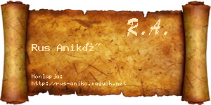 Rus Anikó névjegykártya