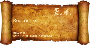 Rus Anikó névjegykártya